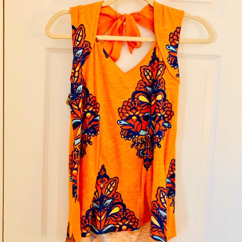 Anthropologie Orange Paisley Tank Top